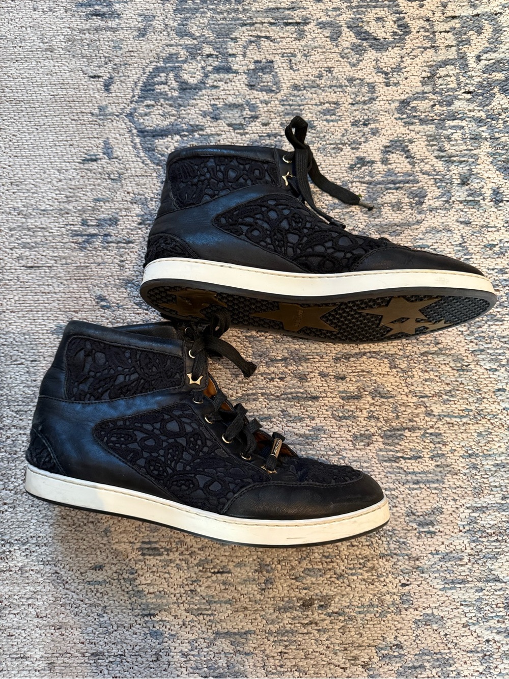 Jimmy Choo Black Suede Tokyo Sneakers with Lace Overlay Size 40/10